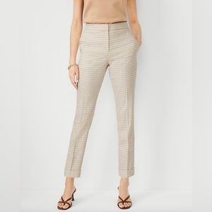 Ann Taylor Petite High Waist Ankle Pant in Tan Houndstooth